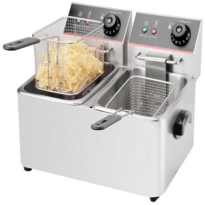 220V Voltage Double Tank Electric Deep Fryer para batatas fritas de aço inoxidável