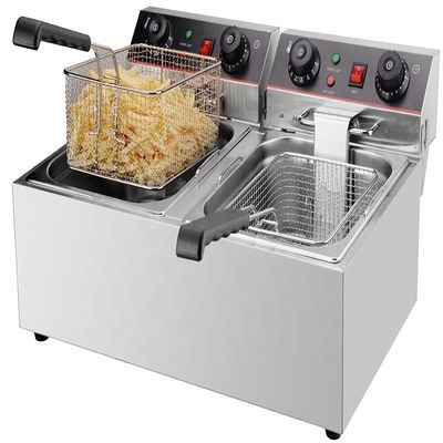 585x460x285mm Controle de temporizador Máquina de fritura elétrica de batatas fritas com 2 cestos