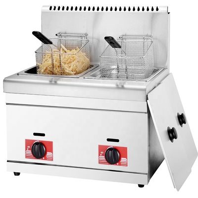 550x470x515 mm Commercial Chips 2 cestos Fritadora a gás para embalagem Tamanho