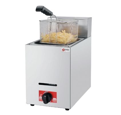 6L de aço inoxidável Lpg gas friteiro para cozinha de hotel 1 tanque 1 cesta 340x630x610