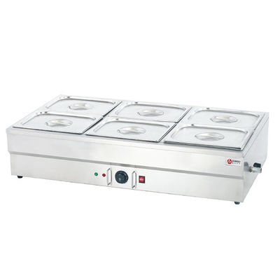 Equipamento de restauração comercial Aço inoxidável 6 Pan Sopa Buffet Elétrico aquecedor de alimentos