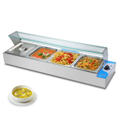 Restaurante Buffet Food Warmer Machine 4 Pans 1170*350*305mm Tabela de aço inoxidável