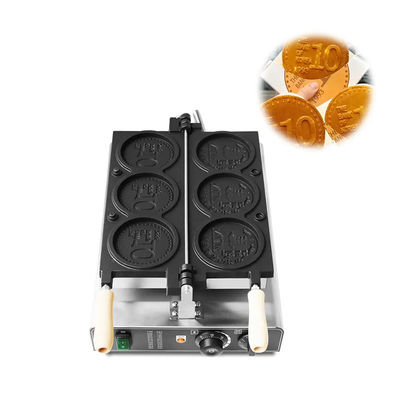 Máquina de aquecimento uniforme de forma redonda de waffle para equipamento de lanches de varejo 345x610x190mm