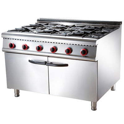 Gás de cozinha comercial com 4/6 queimadores e gabinete em GLP2800-3700Pa