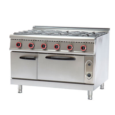 Gás de cozinha comercial com 4/6 queimadores e gabinete em GLP2800-3700Pa