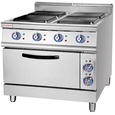 380V-415V Voltage Electric Commercial Cooking Range com Placa Quadrada Quente e Forno