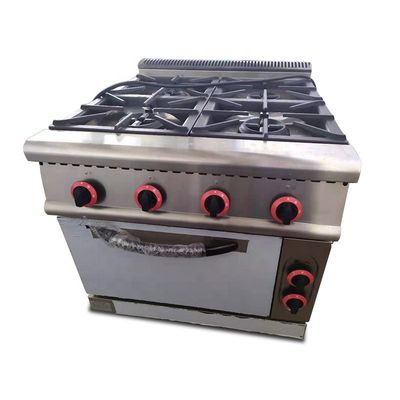 Potente fogão a gás de cozinha comercial de 4 queimadores com gaveta mais quente e controle manual
