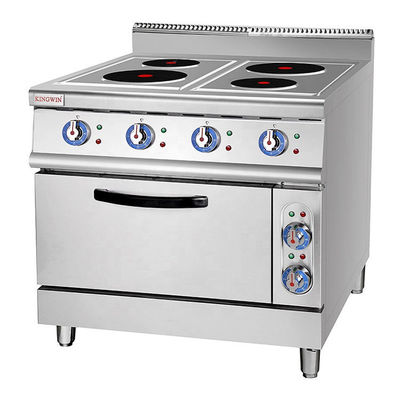 Cozinha comercial 4 pratos gama de cozinha elétrica com forno 380V 800x900x950mm