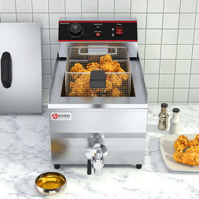 Máquina de fritura de batatas de aço inoxidável com controle de temperatura e tampa 13L