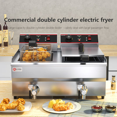 Máquina de fritura de batatas de aço inoxidável com controle de temperatura e tampa 13L
