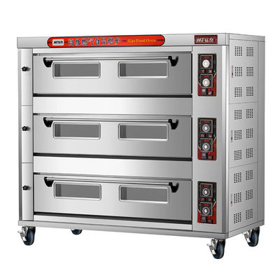 Forno de pizza a gás multifuncional de 3 andares e 9 bandejas para cozimento comercial de produtos de trigo