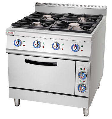 Equipamento de cozinha de aço inoxidável 4 queimadores fogões a gás natural LPG com forno a gás 220V