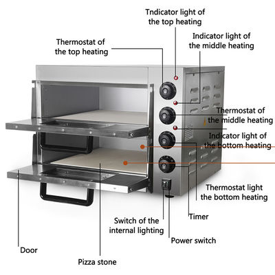 Forno Elétrico Comercial de Pizza com Pedra de Pizza Temperatura 50-350°C Capacidade 30 KG
