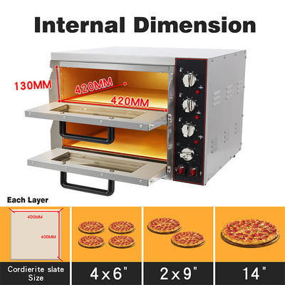 Equipamento de cozinha de padaria de duas camadas Forno de pizza elétrico para cozinha comercial
