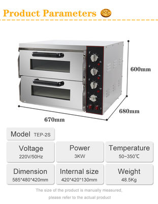 Equipamento de cozinha de padaria de duas camadas Forno de pizza elétrico para cozinha comercial