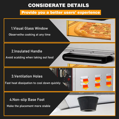 2 Decks Counter Top de aço inoxidável Forno de pizzas elétrico com câmaras independentes