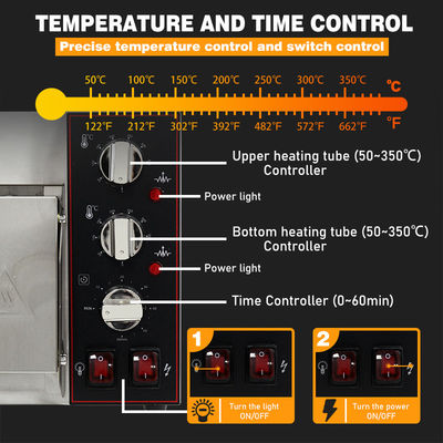 Forno de cozinha de bolo de pizza com pedra de pizza e temporizador 585x480x300mm
