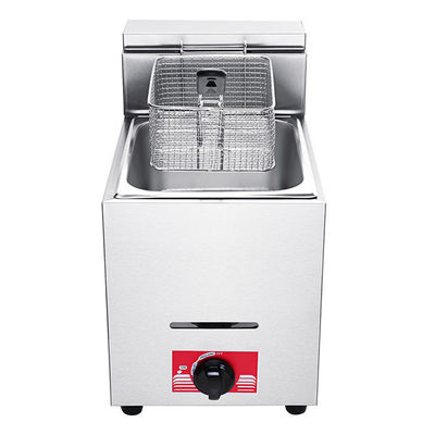 6L de aço inoxidável Lpg gas friteiro para cozinha de hotel 1 tanque 1 cesta 340x630x610