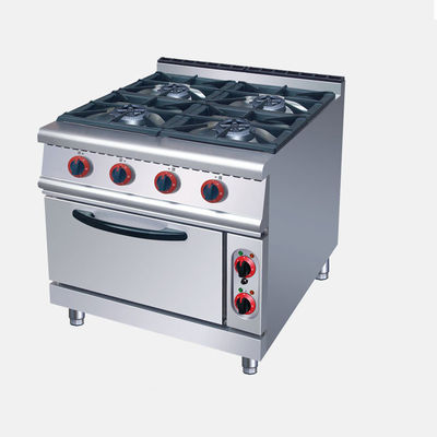 Forno a gás de aço inoxidável e forno elétrico para cozinha de hotel com 4 queimadores e forno