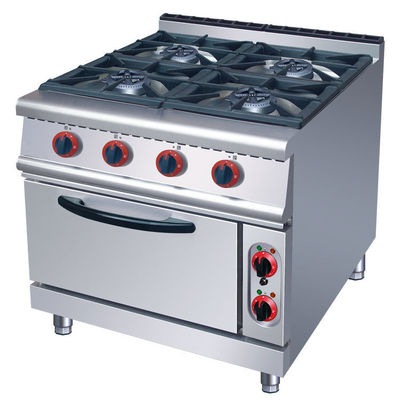 Forno a gás de aço inoxidável e forno elétrico para cozinha de hotel com 4 queimadores e forno