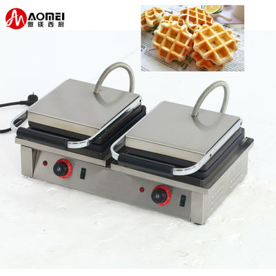Fabricante de waffles belga de 4KW comercial duplo quadrado com placas de sanduíche intercambiáveis