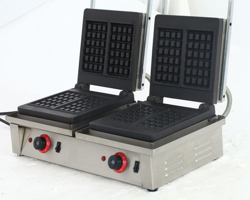 Fabricante de waffles belga de 4KW comercial duplo quadrado com placas de sanduíche intercambiáveis