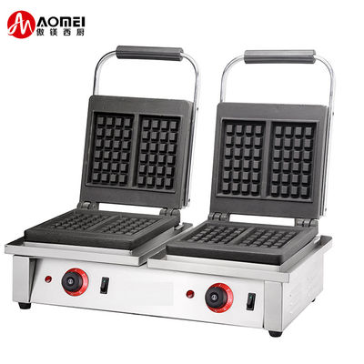 Fabricante de waffles belga de 4KW comercial duplo quadrado com placas de sanduíche intercambiáveis