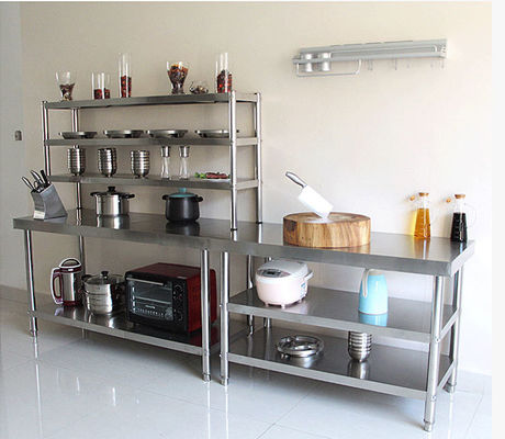 Hotel Buffet Equipamento de alimentação Cozinha de aço inoxidável Mesa de trabalho 1.2/1.5/1.8/2.0M comprimento