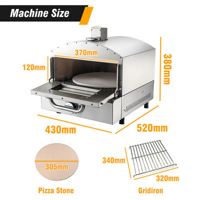 Grill Tamanho 340 * 320mm Forno de pizza a gás para acampamento Jardim festa assar deliciosas pizzas