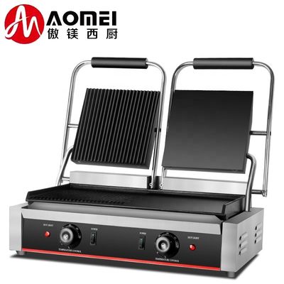 Hotel Grill Elétrico de Contato de Aço Inoxidável Panini Press Griddle Sandwich Maker