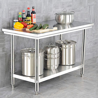 Silver Hotel Buffet Equipamento de alimentação de aço inoxidável Mesa de trabalho 1.2/1.5/1.8M para cozinha