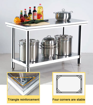 Silver Hotel Buffet Equipamento de alimentação de aço inoxidável Mesa de trabalho 1.2/1.5/1.8M para cozinha