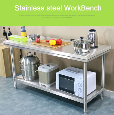 Mesa de cozinha de restaurante Bancada de trabalho de aço inoxidável com 1,2/1,5/1,8/2,0M de comprimento
