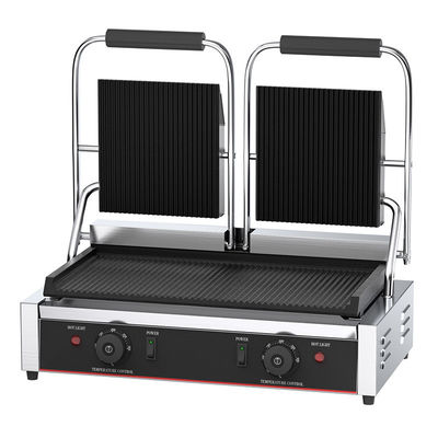 565x370x190mm Grill elétrico de contato Grill de churrasco quente com todos os ranhurados Grill de Panini de placas duplas