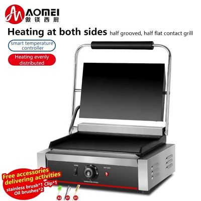 Máquina de Grelha Elétrica de 220 V com Peças de Elementos de Aquecimento Grill de Contato Sandwich 19kg