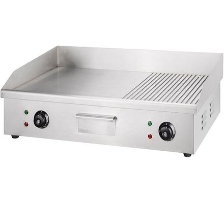 Grelha elétrica de aço inoxidável de prata para temperatura entre 50 e 300 °C