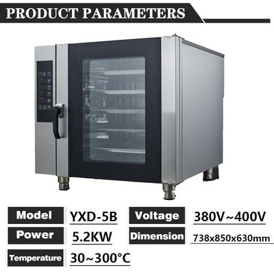Forno de convecção de ar quente de 738x850x620 mm 5 camadas com função de vapor