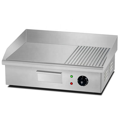 Equipamento de cozinha de hotel Meio plano Meio poço Grill elétrico Silver Countertop de aço