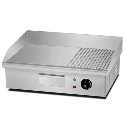 Equipamento de cozinha de hotel Meio plano Meio poço Grill elétrico Silver Countertop de aço