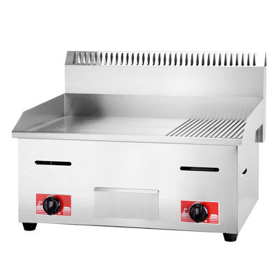 11.5kW Casca de proteção Grill de hambúrguer de gás de aço inoxidável com 1/3 de barra de trabalho ranhada
