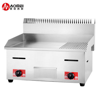 11.5kW Casca de proteção Grill de hambúrguer de gás de aço inoxidável com 1/3 de barra de trabalho ranhada