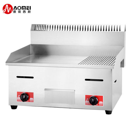 11.5kW Casca de proteção Grill de hambúrguer de gás de aço inoxidável com 1/3 de barra de trabalho ranhada