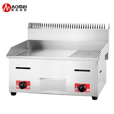 11.5kW Casca de proteção Grill de hambúrguer de gás de aço inoxidável com 1/3 de barra de trabalho ranhada
