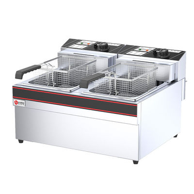 220V/110V Commercial Counter Top aço inoxidável Elétrico Dual Tanque Dual Cesto Fritador de Turquia 21 KG
