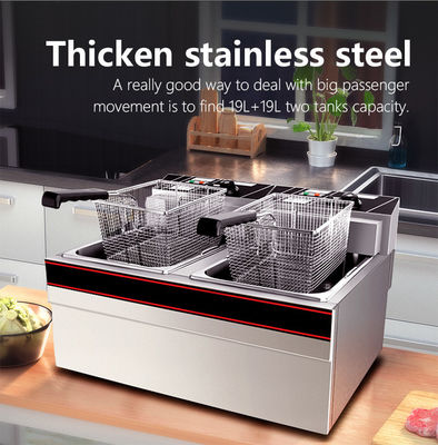 Fritar Carne e Snacks com uma Máquina de Fritar Donuts Profissional Elétrica de 2 Tanques e 2 Cestas