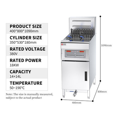 FEF-101 Fritadora elétrica industrial de aço inoxidável com computador e filtro de óleo