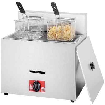 Fritadora de gás de aço inoxidável de 12L multifuncional comercial 1 tanque 2 cestas de mesa