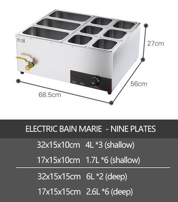 Equipamento de restauração comercial aquecedor de comida de balcão elétrico para restaurante de hotel