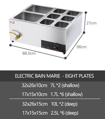 Sopa comercial de aço inoxidável Bain Marie aquecedor de alimentos para hotel restaurante buffet