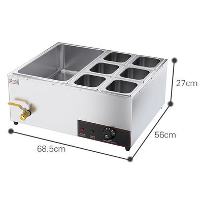 Aço inoxidável 6 Pan Banheiro Marie Buffet Elétrico aquecedor para indústria de serviços de alimentação